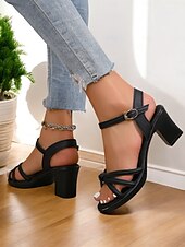 abordables Sandales de Robe-sandales noires à talons bas et lanières avec détails noués – chaussures d&#039;été décontractées et élégantes pour femmes