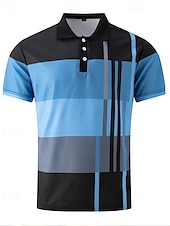 billiga Klassisk pikétröja för män-Herr Golftröja Golf pikétröjor Arbete Ledigt Kavajslag Kortärmad Grundläggande Modern Rand Lappverk Knappar Sommar Normal Rosa + Orange Mörkrosa Blå Purpur Orange Grön Golftröja