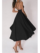 abordables Robes de Diplôme-Femmes Robe Midi Robe Blanche Robe de remise des diplômes Robe Nuisette Mode Anniversaire Remise des Diplômes Sortir Coupe régulière Uni Sans manches Bretelles spaghetti Noir Blanche Rouge Vert Été
