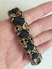 abordables Bijoux pour hommes-Bracelet punk tête de mort pour homme - Bracelet de survie en paracorde tissé à la main, bracelet de motard gothique en métal, bijoux de style rock pour fêtes et concerts