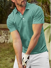 billiga Herrgolfkläder-Herr Vandringspolotröja Grön Kortärmad Överdelar Golfkläder Kläder Outfits Bär kläder
