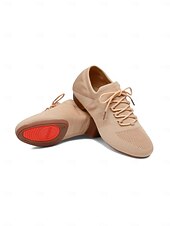 baratos Sapatos de Aulas de Dança-sapatos de dança femininos de malha rosa com cadarço e salto baixo – sapatos confortáveis casuais e de salão