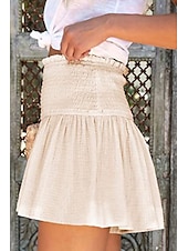 ieftine Pantaloni scurți din bumbac in-Pentru femei Pantaloni scurți inspirați din in Pantaloni Scurți Pantaloni Șic Stradă Casual Scurt Natural Simplu Talie elastică Confortabil Exterior Comfortabil Stradă Purtare Zilnică Migdală Gri