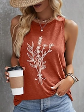 ieftine Tricou fără mâneci cu umor și citate-Pentru femei Camisole Tank Top Grafic Scrisă Stilat Casual Fără manșon Stil Nautic Topuri obișnuite Zilnic Imprimeu Alb Roz Îmbujorat Portocaliu Trifoi Vară