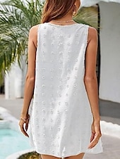billiga Enkel klänning-Kvinnors mini klänning skiftklänning sommarklänning enfärgad off-the-shoulder klänning semester avslappnad daglig vanlig passform grafisk ärmlös rund hals svart vit kungablå himmelblå sommar