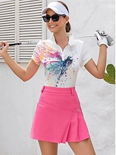 cheap Women's Golf Clothing-Women's Golf Polo Shirt White Short Sleeve Sun Protection Top Tie Dye Ladies Golf Attire Clothes Outfits Wear Apparel