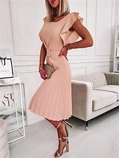 preiswerte Einfaches Kleid-Damen Mini Kleid A-Linien Kleid Blazer Kleid Arbeitskleid Cocktail Arbeit Reguläre Passform Grafik Ärmellos Rundhalsausschnitt Hellrosa Pink Rot Grün Sommer