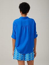 abordables pantalons pour femmes-short bleu à imprimé géométrique style vacances