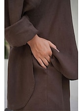 cheap Essential Faux Co-ord Sets-Women's Shirt Two Piece Sets Pants Sets Long Sleeve Shirt Collar Solid Color Dubbele Rij Knopen Fashion Basic Vacation Casual Daily White Red Dark Navy Summer Regular Fit