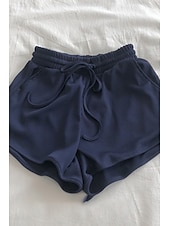 cheap Athletic Shorts-Women&#039;s Shorts Slacks Casual Short Natural Plain Pocket Elastic Drawstring Design Breathability Soft Micro-elastic Street Casual Grey Black White Dark Navy Summer Regular Fit