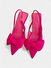 olcso Cicás sarkú cipők-zöld masnis kitten heel slingback cipő – elegáns hegyes orrú randevús éjszakai és hétköznapi női sarkú cipő