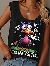 ieftine Tricou fără mâneci cu umor și citate-Pentru femei Camisole Tank Top Grafic Scrisă graffiti Zilnic Casual Fără manșon Stil Nautic Scoateți gâtul Topuri obișnuite Zilnic Imprimeu Negru Alb Roz Îmbujorat Albastru piscină Mov Vară Bird