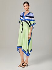 abordables Robes décontractées-robe ample à cordon coulissant en satin à motif géométrique