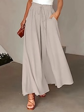 economico gamba larga e vita alta-pantaloni da donna moda casual maxi vita alta pantaloni a pois tasca stampa microelastico strada quotidiano nero giallo rosso grigio estate poliestere