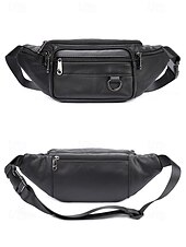 cheap Men&#039;s Bags-Men&#039;s Vintage Leather Sling Bag Fanny pack– Crossbody Chest Pack with Multiple Zipper Pockets, Adjustable Strap, Stylish Travel &amp; Everyday Waist Bag Black Brown