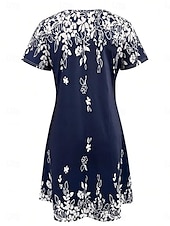 economico Abiti di Pasqua-Abito Mini Donna A Line Abito Casual Abito T Shirt Abito Tee Abito Estivo Stiloso Casual Vacanza Quotidiana Fit Normale Grafica Floreale Manica Corta Collo Tondo Blu