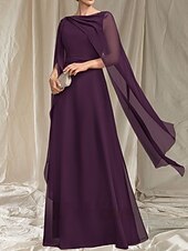 preiswerte Bodenlänge-A-Linie Brautmutter Kleid Hochzeitsgast Elegant Rundhalsausschnitt Bod-Length Chiffon Ärmellos mit Sash  Band Rüschen Raffung