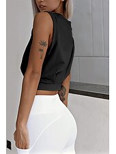 cheap Blouses &amp; Shirts-Women&#039;s Blouse Plain Casual Sleeveless Crew Neck Regular Tops Daily Holiday Going out Ruched Black White Army Green Summer