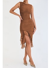 ieftine Rochii din chiffon-Pentru femei Rochii Midi Rochie de absolvire Rochie de Cocktail Rochie pentru invitata de nunta Rochie teacă Modă Modern În aer liber Absolvire Petrecere ceai Fit regulat Simplu Fără manșon Stil