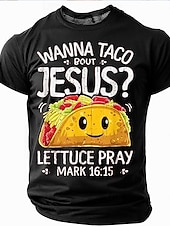  Camisa T-Shirt Graciosa Cristiana para Hombre Biblia - 'Quiero hablar de Jesús Lechuga Oremos' Diseño de Juego de Palabras con Marcos 16:15 Manga Corta
