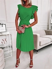 preiswerte Einfaches Kleid-Damen Mini Kleid A-Linien Kleid Blazer Kleid Arbeitskleid Cocktail Arbeit Reguläre Passform Grafik Ärmellos Rundhalsausschnitt Hellrosa Pink Rot Grün Sommer