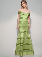 baratos VERDE-sereia / trompete vestido de noite elegante vestido de carnaval formal comprimento até o chão sem mangas decote coração cetim com linhas de design 2025