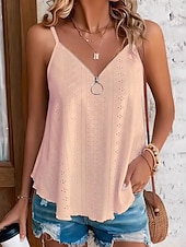 abordables Débardeurs et camisoles femme-Débardeur en camisole pour femmes couleur solide élégant décontracté sans manches bretelle débardeurs réguliers fermeture éclair œillet blanc jaune rose bleu violet été