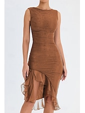 ieftine Rochii din chiffon-Pentru femei Rochii Midi Rochie de absolvire Rochie de Cocktail Rochie pentru invitata de nunta Rochie teacă Modă Modern În aer liber Absolvire Petrecere ceai Fit regulat Simplu Fără manșon Stil