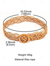 levne Dámský pásek-tkaný opasek boho macrame pro ženy – ručně vyrobený široký bederní pás s dřevěnou přezkou, vintage chic styl pro šaty, ležérní outfity a letní plážové oblečení