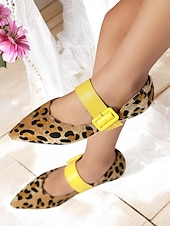 levne Dámské boty s plochou podrážkou-dámské kalhotky mary jane s květinovým leopardím vzorem – elegantní boty se špičatou špičkou s růžovým páskem na přezku pro běžné, pracovní a jarní výlety
