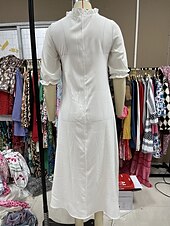 levne Neformální květinové šaty-Dámské Dlouhé šaty Maxi šaty Bílé šaty Plátěné šaty Boho šaty Šaty s potiskem Romantické Klasické Elegantní šaty Nahoře nabírané Dovolená Denní Letní šaty Volný Grafika Květiny Poloviční rukáv Do V