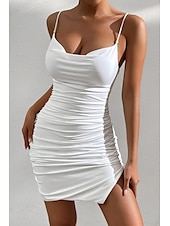 ieftine Rochii de absolvire-Pentru femei Rochie Mini Rochie albă Rochie de absolvire Rochie sexy Rochie Slip Modă Matur Absolvire Dată Ieșire Fit regulat Simplu Fără manșon Bretele Spagheti Alb Vară