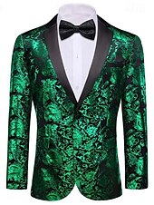 cheap Men&#039;s Classic Blazers-Men&#039;s Blazer Business Cocktail Party Wedding Party Party Spring &amp;  Fall Polyester Bronzing Buttons Pocket Comfortable Single Breasted Blazer Red Blue Purple Gold