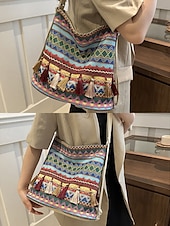tanie Plecaki Fashion-damska torba na ramię z frędzlami w stylu boho, etnicznym i haftowanym - wiele sposobów noszenia, można jej używać jako plecaka, nadaje się na codzienne podróże, festiwale i do noszenia na co dzień