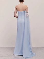 abordables BLEU-Sirène / Trompette Robe de Soirée ancien Robe Gala Cravate Noire Réception de mariage Longueur au sol Sans manches Col carré Détachable Organza avec Strass Paillettes Perles 2025