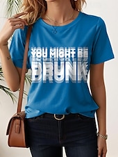 abordables T-shirt Humor &amp; Citations-Femmes T-shirt Graphique Lettre Élégant Occasionnel Manche Courte Col rond Hauts Réguliers Quotidien Week-end Imprimé Noir Rouge Bleu Vert foncé Fuchsia Été Printemps