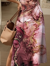preiswerte Kunst &amp; Design Kleider-Damen Maxikleid Sommerkleid A Linie Kleid Urlaub Lässig Normale Passform Ombre Grafik Abstrakt Kurzarm V Ausschnitt Rosa Sommer Frühling