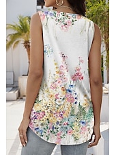 cheap Floral Tank Top-Women&#039;s Camisole Tank Top Floral Graphic Stylish Casual Sleeveless Square Neck Regular Tops Daily Holiday Ruched Print White Summer Spring