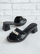 olcso Öltöny szandál-Krokodil mintás blokksarkú női szandál - elegáns lábbeli, tökéletes esti rendezvényekre vagy irodai viseletre