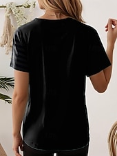 billige Humor og sitater t-skjorte-Dame T skjorte Grafisk Bokstaver Stilfull Fritid Kortermet Rund hals Vanlige topper Daglig Helg Trykt mønster Svart Hvit Rosa Blå Lilla Sommer Vår GOD