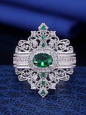 abordables Bagues pour femmes-Bague couronne émeraude vintage pour femme – bijoux élégants d&#039;inspiration royale pour fiançailles, mariages et occasions spéciales