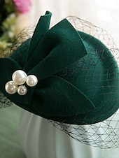 abordables Chapeaux de fête-Chapeaux Tulle Tissu en Coton Chapeau melon / cloche Mariage Élégant ancien Avec Nœud Casque Couvre-chef