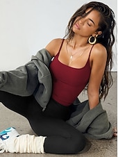 ieftine Rezervor simplu-Pentru femei Camisole Tank Top Simplu Stilat Sexy Fără manșon Fără mâneci Cu Bretele Topuri obișnuite Zilnic Negru Alb Roșu-aprins Maro Deschis Gri Închis Vară