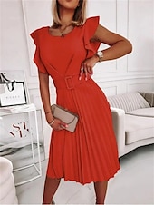 preiswerte Einfaches Kleid-Damen Mini Kleid A-Linien Kleid Blazer Kleid Arbeitskleid Cocktail Arbeit Reguläre Passform Grafik Ärmellos Rundhalsausschnitt Hellrosa Pink Rot Grün Sommer