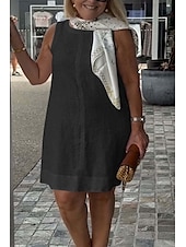 abordables Robes-Femmes Mini Robe Robes inspirées du lin Robe débardeur Robe d&#039;été Mode Moderne Quotidien Fête Week-end Coupe régulière Uni Sans manches Col ras du cou Noir Blanche Jaune Orange Été