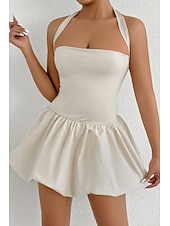 ieftine Rochii de absolvire-Pentru femei Rochie Mini Rochie albă Rochie de absolvire Rochie cu decolteu Modă Modern Absolvire Dată Petrecere ceai Fit regulat Simplu Fără manșon Gâtul halter Roz Deschis Negru Alb Roșu-aprins Vară