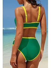 cheap Bikini Sets-Women&#039;s Swimwear Bikini 2 Piece Swimsuit Backless Patchwork Tropical Beach Wear Color Block V Neck Sleeveless Bathing Suits
