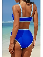 cheap Bikini Sets-Women&#039;s Swimwear Bikini 2 Piece Swimsuit Backless Patchwork Tropical Beach Wear Color Block V Neck Sleeveless Bathing Suits