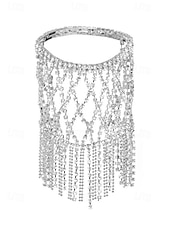 economico Bracciale da donna-braccialetto a catena con strass da donna – guanto con frange di cristallo di lusso per feste, matrimoni ed eventi serali
