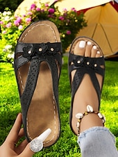 abordables Sandales Confort-sandales compensées élégantes à découpes florales pour femmes - chaussures d&#039;été confortables avec des fleurs décoratives, idéales pour un usage quotidien ou des fêtes de jardin